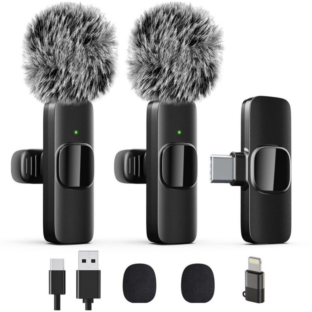 Wireless Microphone Mini Mic for Iphone/Android Phone, LED Display Lavalier Micr
